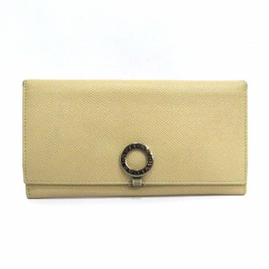 中古 ブルガリ BVLGARI 61409 Bランク 長財布 レザー ロゴクリップ ベージュ レディース【西神店】