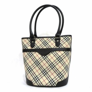 中古 バーバリー トートバッグ チェック ABランク キャンバス レザー ワンショルダー 肩掛け バケツ型 レディース BURBERRY【西神店】