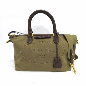 中古 プラダ ハンドバッグ 2WAY ジャガード 斜めがけ ABランク 1BA104 キャンバス PRADA【西神店】