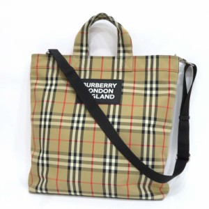 中古 バーバリー 2WAY トートバッグ Aランク チェック柄 BURBERRY メンズ【送料無料】【名谷店】