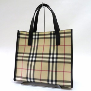 中古 バーバリー バッグ ハンドバッグ ノバチェック ミニ ベージュ ブラック ABランク キャンバス レザー レディース BURBERRY【名谷店】