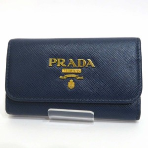 中古 プラダ サフィアーノレザー 6連キーケース ABランク 1PG222 ブルー PRADA レディース【送料無料】【名谷店】