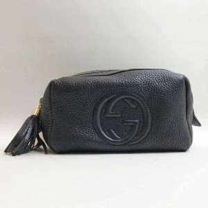 グッチ ポーチ コスメポーチ ソーホー レザー ブラック 308636 ABランク GUCCI 中古 六甲道店