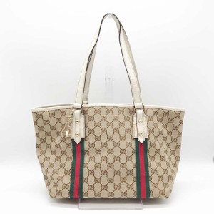 グッチ トートバッグ シェリーライン GGキャンバス レザー 137396 ホワイト ベージュ系 ABランク GUCCI 中古 六甲道店