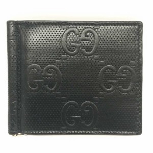 グッチ マネークリップ GGエンボスレザー ブラック 2つ折り財布 GUCCI 676656 ABランク 中古 六甲道店