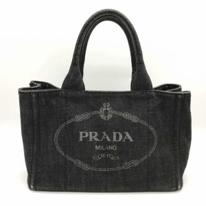 プラダ  カナパ トート ブラックデニム バッグ コットン 黒 PRADA ギャランティ ABランク 中古 六甲道店