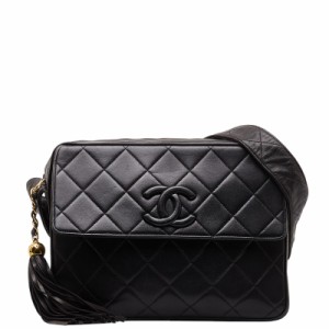 中古 シャネル マトラッセ カンボンライン ラムスキン ショルダーバッグ ABランク ブラック ココマーク レディース CHANEL【三田店】