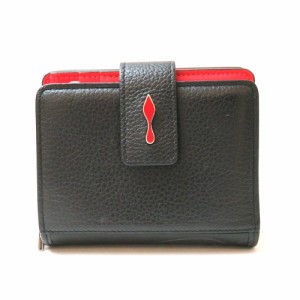 中古 ルブダン パロマ ミニウォレット 二つ折り財布 レザー Aランク ブラック レッド シルバー金具 Christian Louboutin【三田店】