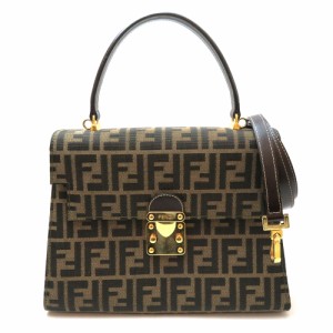 中古 フェンディ ハンドバッグ ズッカ柄 キャンバス 2WAY Aランク ブラウン ショルダーバッグ 斜め掛け レディース FENDI【三田店】