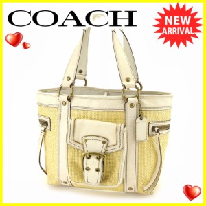 コーチ トートバッグ ハンドバッグ カゴバッグ ベージュ ホワイト 白 ストロー×レザー COACH バック 収納 バッグ 手持ちバッグ T4831 中