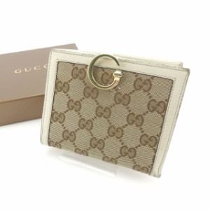 グッチ Wホック財布 二つ折り財布 Gクリップ GGキャンバス 中古