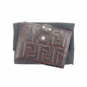 フェンディ がま口 財布 カーキ ブラウン ゴールド ズッカ 美品 キャンバス 折り財布 【現金特価】
