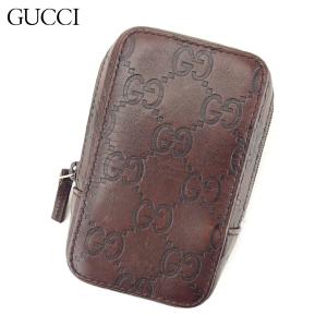 グッチ シガレットケース タバコケース 小物入れ 115262 グッチシマ ブラウン シルバー GUCCI 中古 T9649の通販はau