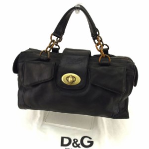 ドルチェ&ガッバーナ DOLCE&GABBANA ハンドバッグ バッグ バック ミニボストンバッグ レディース ターンロック 【中古