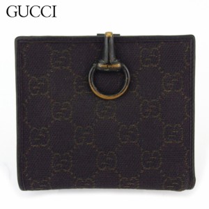 グッチ Wホック 財布 二つ折り ミニ財布 レディース メンズ GGキャンバス ブラウン ベージュ キャンバス×レザー GUCCI 【グッチ