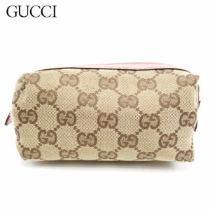 グッチ 化粧ポーチ ポーチ GGキャンバス ピンク ベージュ キャンバス×レザーGucci レディース プレゼント 贈り物 1点物 人気 良品 秋 迅