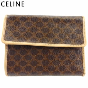 【ラスト1点】 セリーヌ 三つ折り 財布 中長財布 レディース メンズ マカダム ブラウン ベージュ PVC×レザー CELINE 【セリーヌ