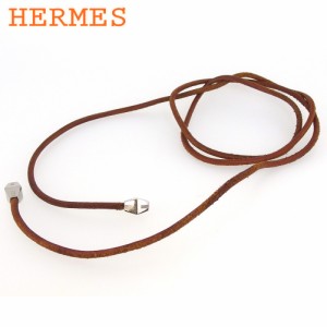 【ラスト1点】 エルメス チョーカー アクセサリー レディース メンズ ブラウン レザー HERMES 【エルメス】 T18461 中古の通販