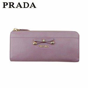 プラダ 長財布 L字ファスナー 財布 レディース リボン PRADA 中古