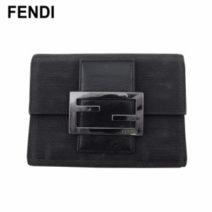 フェンディ 三つ折り 財布 ミニ財布 レディース メンズ FFプレート 8M0023 ズッカ FENDI 中古