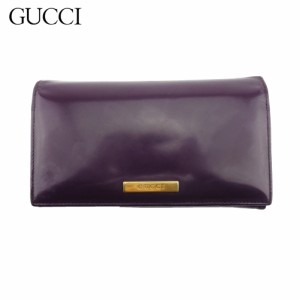 グッチ 長財布 がま口 ファスナー 財布 レディース メンズ ロゴプレート GUCCI 中古