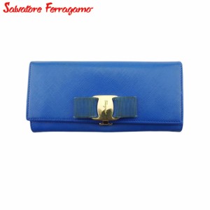 サルヴァトーレ フェラガモ 長財布 ファスナー付き 財布 レディース ヴァラリボン Salvatore Ferragamo 中古