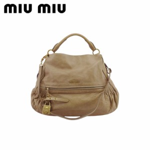 ミュウミュウ 2WAY ショルダーバッグ ハンド バッグ レディース カデナチャーム付き ギャザー miu miu 中古