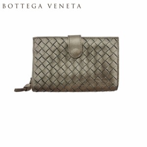 ボッテガ ヴェネタ 二つ折り 財布 ラウンドファスナー レディース メンズ 121060 イントレチャート BOTTEGA VENETA 中古