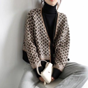 レディース カーディガン トレンド ヴインテージ柄 大人可愛い ママコーデ ママファッション 韓国 オルチャンファッション 人気 トレンド