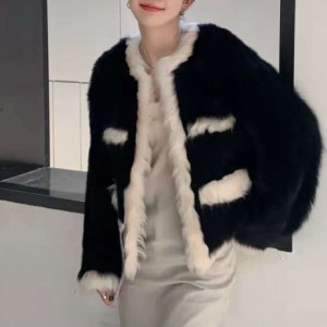 レディース ファーコート ジャケット フェイクファー バイカラー ふわふわ 大人可愛い ママコーデ ママファッション 韓国