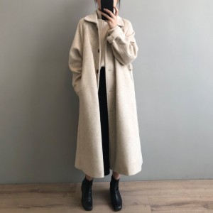 レディース 2カラー コート シングルブレスト ロングコート ロング丈 大人可愛い ママコーデ ママファッション 韓国