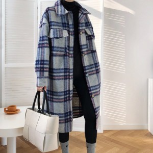レディース 2カラー コート チェック ロング丈 シャツ風 ジャケット オーバーサイズ 大人可愛い ママコーデ ママファッション 韓国