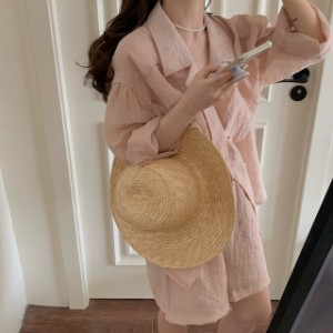 レディース ピンク シアー セットアップ ジャケット + ショートパンツ 透け感 大人可愛い ママコーデ ママファッション 韓国系