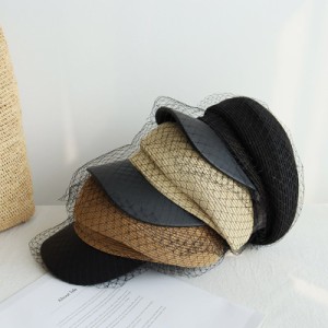 レディース 帽子 レース付き ペーパー キャスケット マリン帽 帽子 5色 ぼうし 使いやすい 日焼け防止 紫外線対策 かわいい 大人可愛い