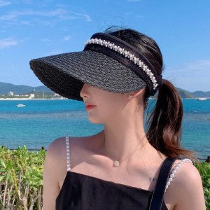 レディース 帽子 ビジュー付き サンバイザー ぼうし 使いやすい 日焼け防止 紫外線対策 かわいい 大人可愛い きれいめ シンプル