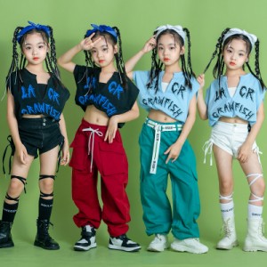 ヒップホップ ダンス衣装 セットアップ キッズ ダンス 衣装 ヒップホップ キッズ チアガール ダンス衣装 ダンス衣装 k-popジャズダンス 