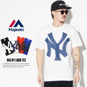 メール便送料無料 マジェスティック MAJESTIC Tシャツ メンズ ニューヨーク・ヤンキース ロゴT BIG NY LOGO TEE