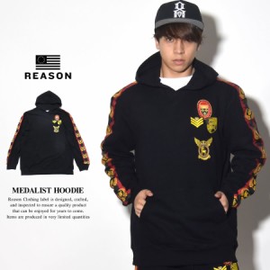 リーズン REASON パーカー メンズ スウェット プルオーバー ワッペン サイドライン MEDALIST HOODIE (W8-60)