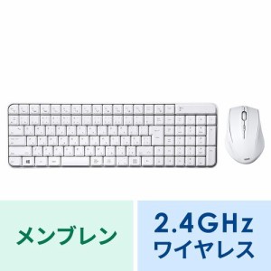 ワイヤレスキーボード & 静音 ワイヤレスマウスセット テンキー無し ホワイト[SKB-WL25SETW]