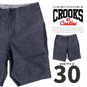 CROOKS&CASTLES クルックス＆キャッスルズ ハーフパンツ ショートパンツ 短パン ショーツ メンズ ブラック 黒 30インチ