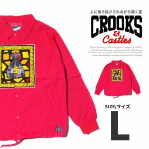 CROOKS&CASTLES クルックス＆キャッスルズ コーチジャケット メンズ 赤 レッド 派手 Lサイズ b系