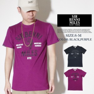 セール tシャツ メンズ 半袖 大きいサイズ プリント パープル ブラック 黒 紫 SIR BENNI MILES サーベニマイルス