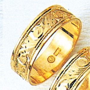 K18平打6mm唐草3.7g金マリッジリング結婚指輪TRK383【送料無料】【品質保証】【父の日】
