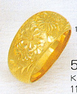 K18月形菊11g金マリッジリング結婚指輪TRK510【送料無料】【品質保証】【父の日】
