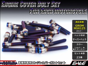 GROM MSX125(SF) エンジンカバー ボルト23本set キャップボルト CTCテーパーヘッド シルバー＆焼チタンカラー TB6007