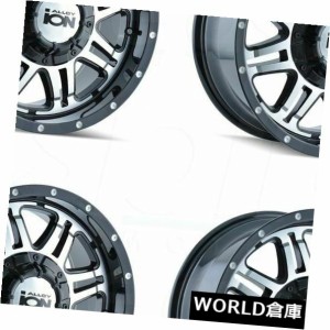 ホイール 4本セット 17x8イオン186 5x5.5 / 5x139.7 10個の黒い機械加工ホイールリムセット（4）  17x8 Ion