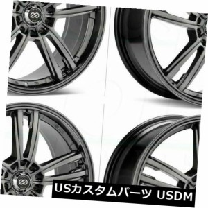 ホイール 4本セット 4-New 17 "Enkei Kojin Wheels 17x8 5x114.3 45ブラックペイントリム  4-N