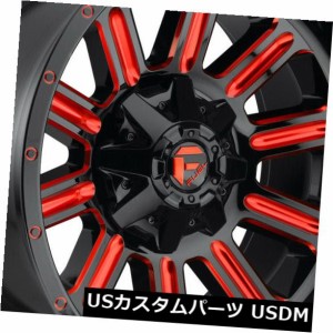 ホイール 4本セット 4-新しい22インチ燃料ハードラインD621ホイール22x12 8x170 -44レッドリム  4-New 22" F