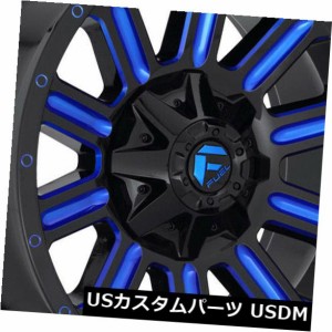 ホイール 4本セット 4-新しい22インチ燃料ハードラインD646ホイール22x12 8x180 -44ブラックブルーリム  4-New 2