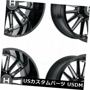 ホイール 4本セット 20x10敵対的なH115プレデター5x5.5 / 5x139.7 -19ブラックミルドホイールリムセット（4）  2